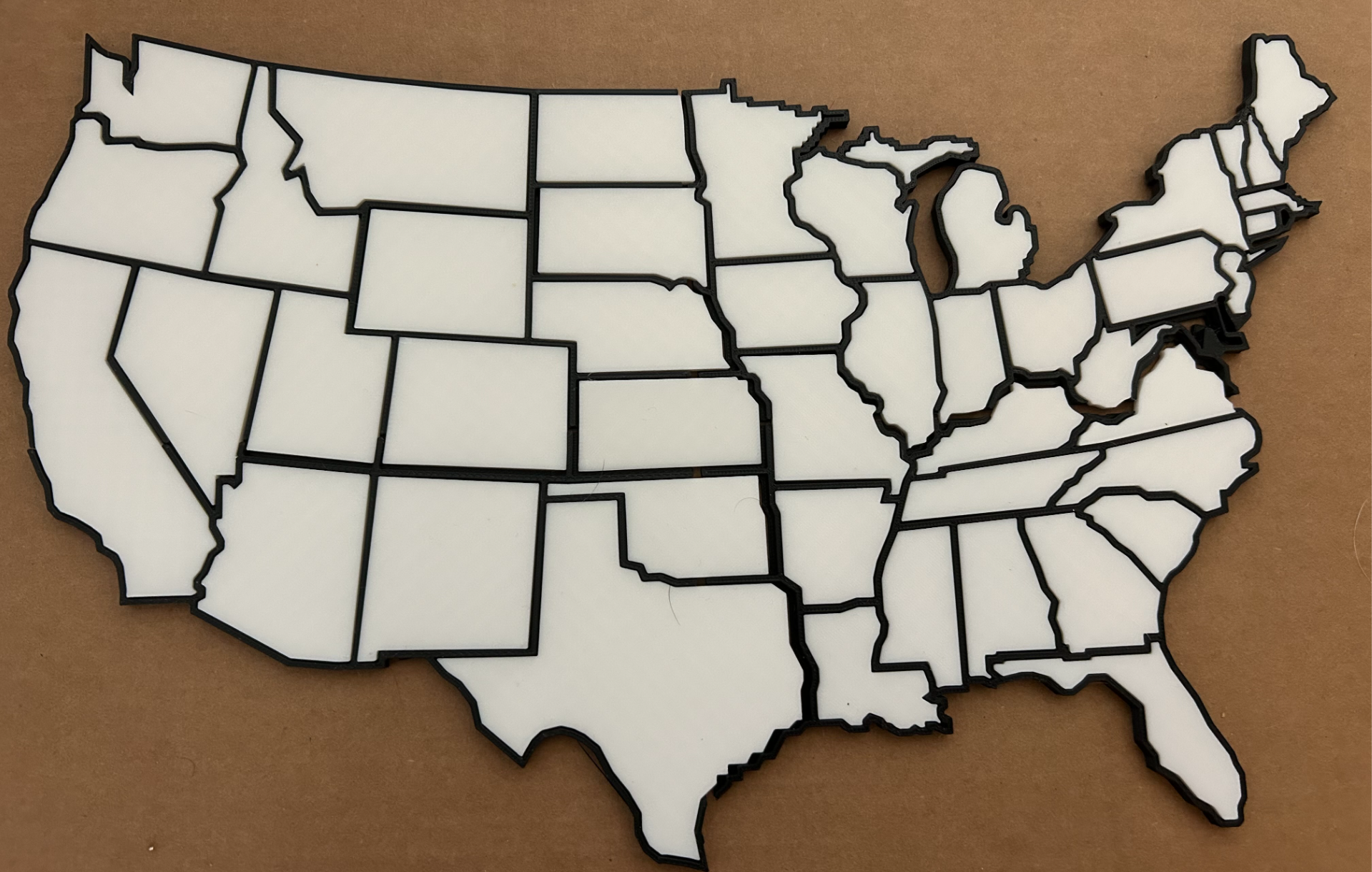 USA Frame Map w Individual Pieces, States Traveled