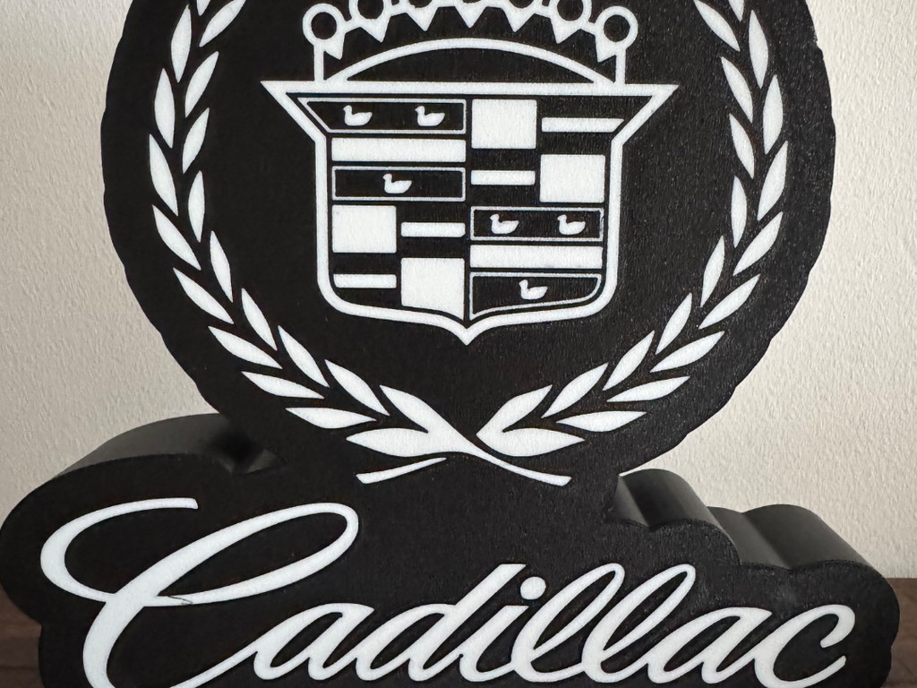 Classic Cadillac Logo in Black & White - LED Light