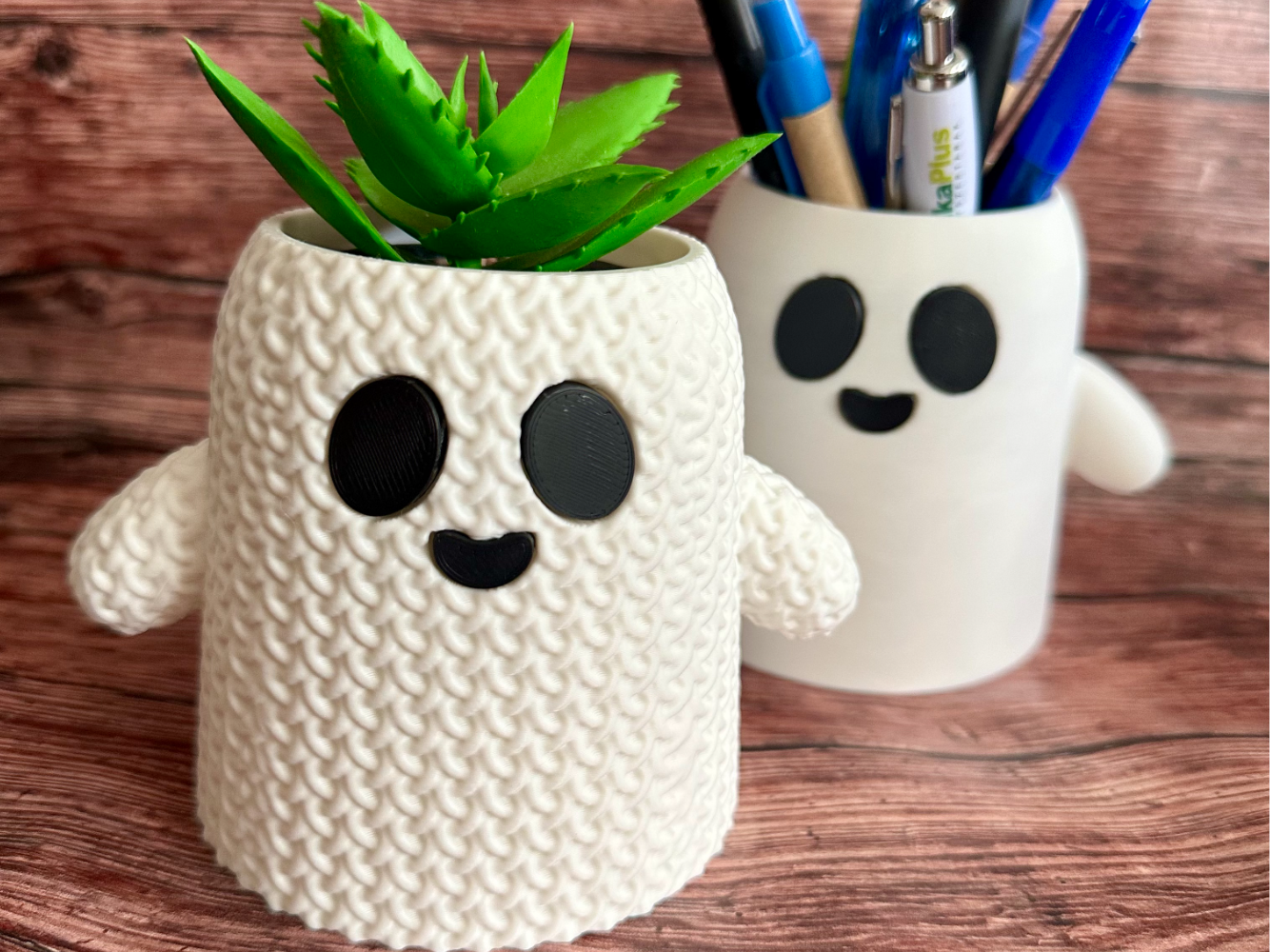 Cute Knitted Ghost Vase or Pencil Holder