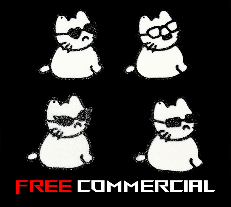 4 cats with funny glasses keyring free commercial