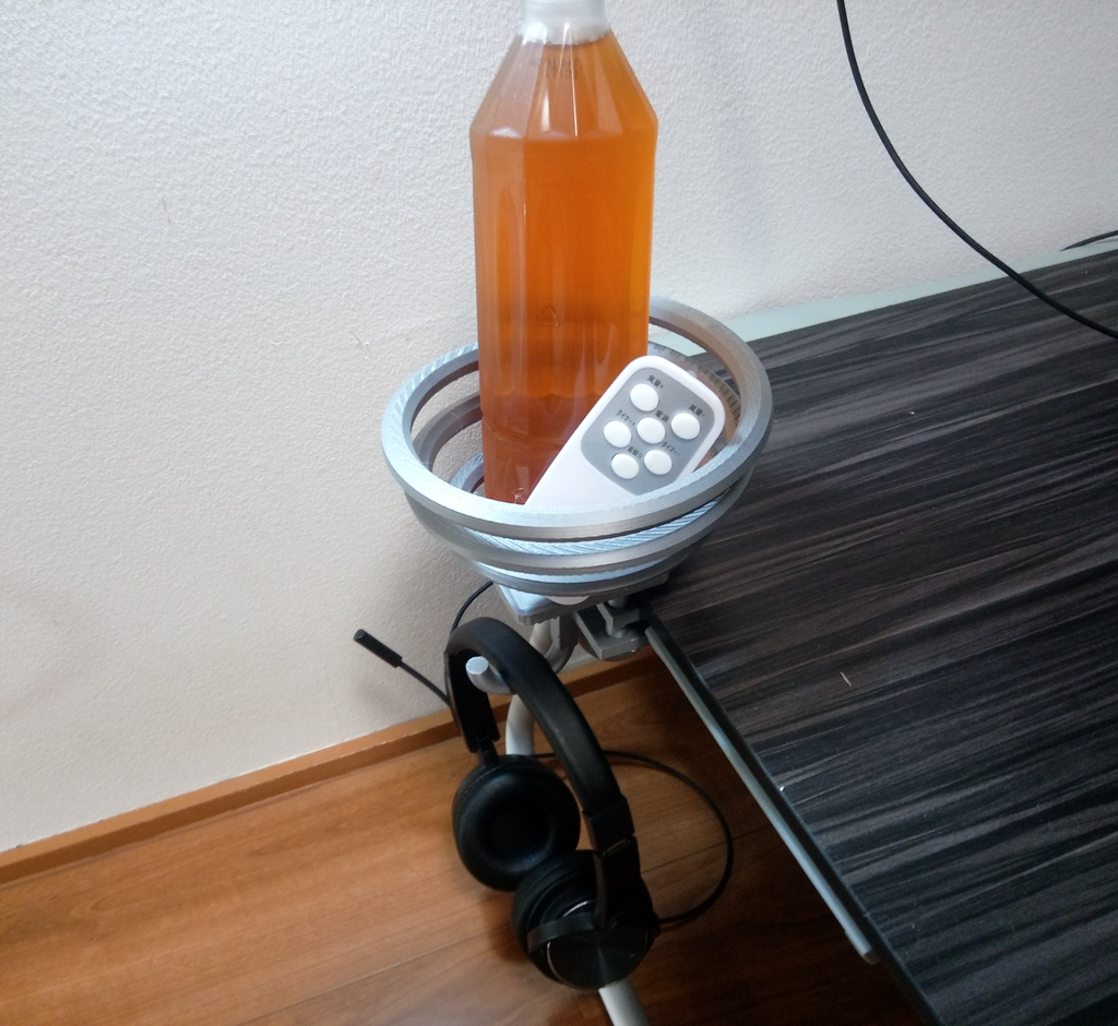 Clamp-on Headphone Hook with basket
