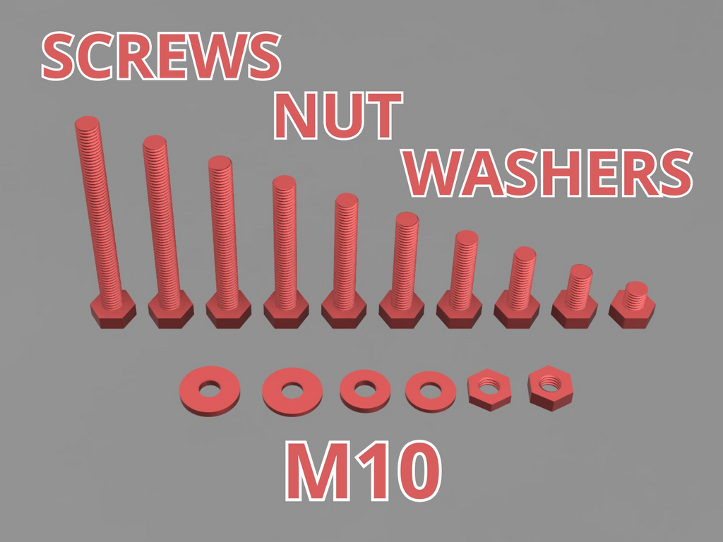 M10 Screw Set / NUT / WASHER M10 x 10-100mm