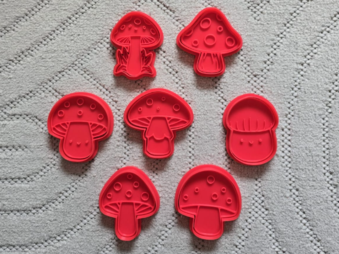 Cute Mushroom Cookie Cutter Playdoh Stamp Kawaii