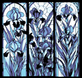 Set of 3 Bookmarks - Blue and Lavender Blooming Iris flowers in Stained Glass