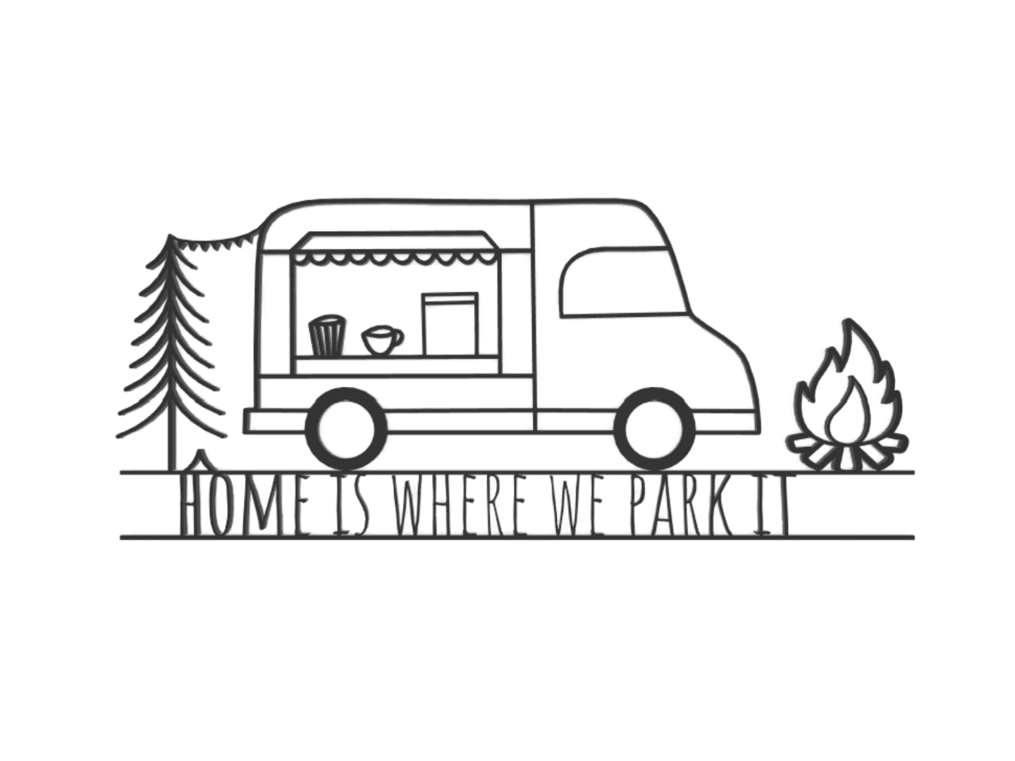 Camper Van Line Art – “Home Is Where We Park It”