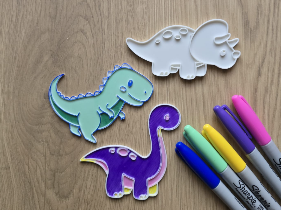 Dinosaur Color Coloring Permanent Marker Acrylic