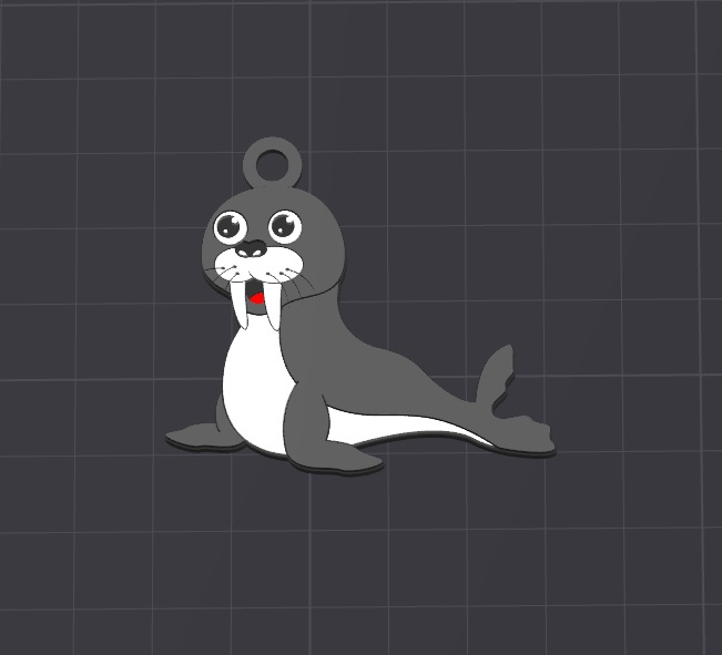 cute animal, wally the walrus keychain \ necklace charm (free for commercial use)