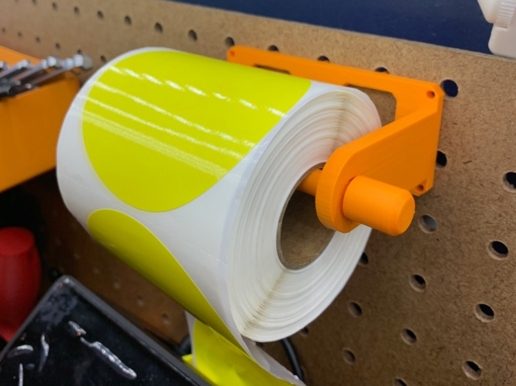 3in wide pegboard tape/thermal label holder