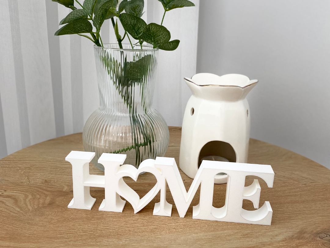 Letters home decor with heart