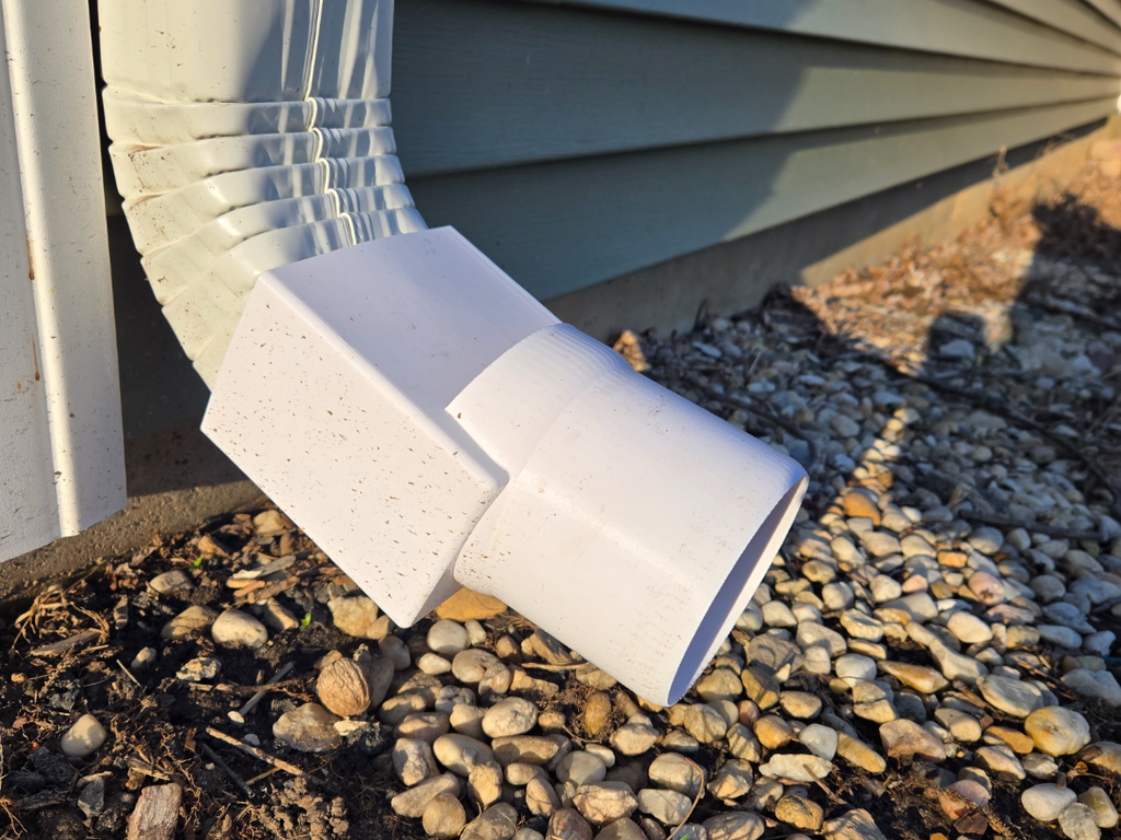 3x4 Downspout A/B Elbow to 4" Drain Tile Adapter