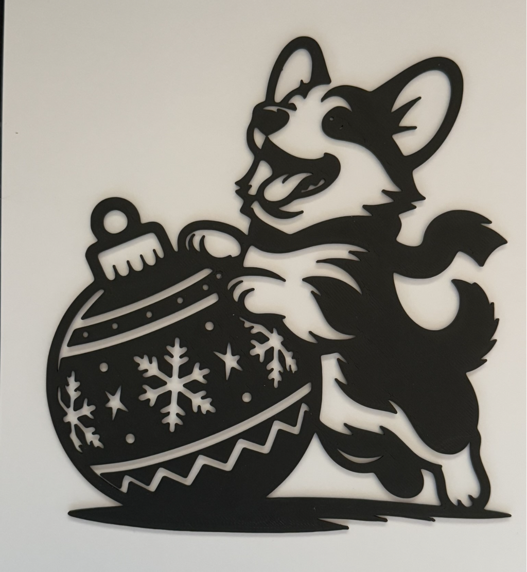 wall art dog at christmas (silhouette)