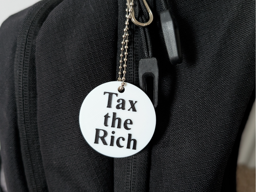 Tax the Rich Keychain in Times New Roman Font