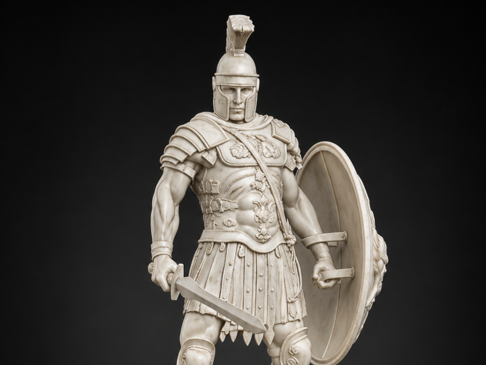Roman Warrior Marble Statue – Gladiator