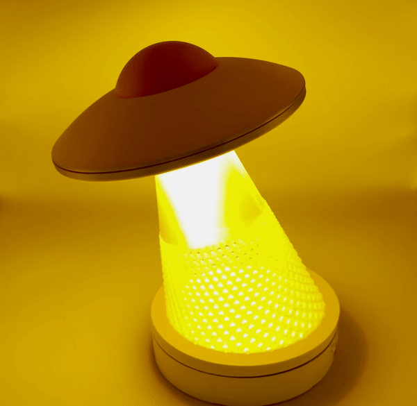 UFO Table Lamp with Tractor Beam Illumination