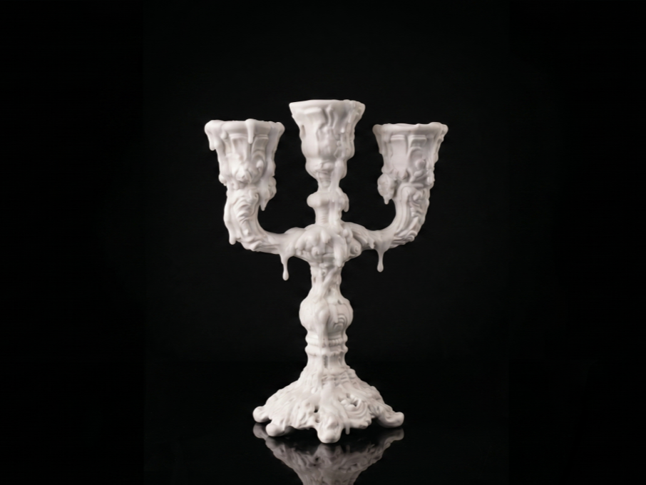 "Melted Wax" Triple Candelabra (20cm)