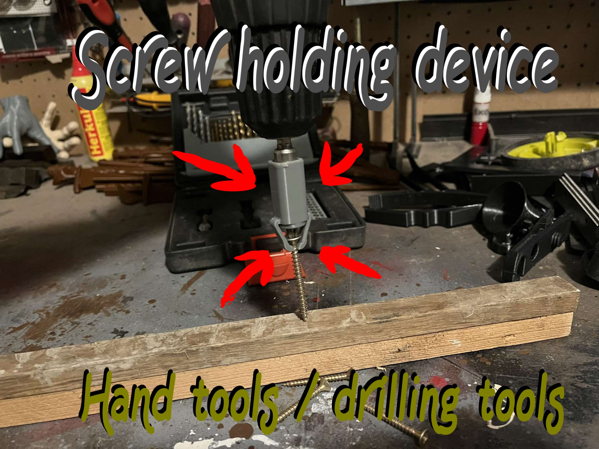 Screw holding device in the bit