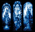 Set of 3 Bookmarks - Grand Stained Glass windows of Fantasy with Castles and Princesses