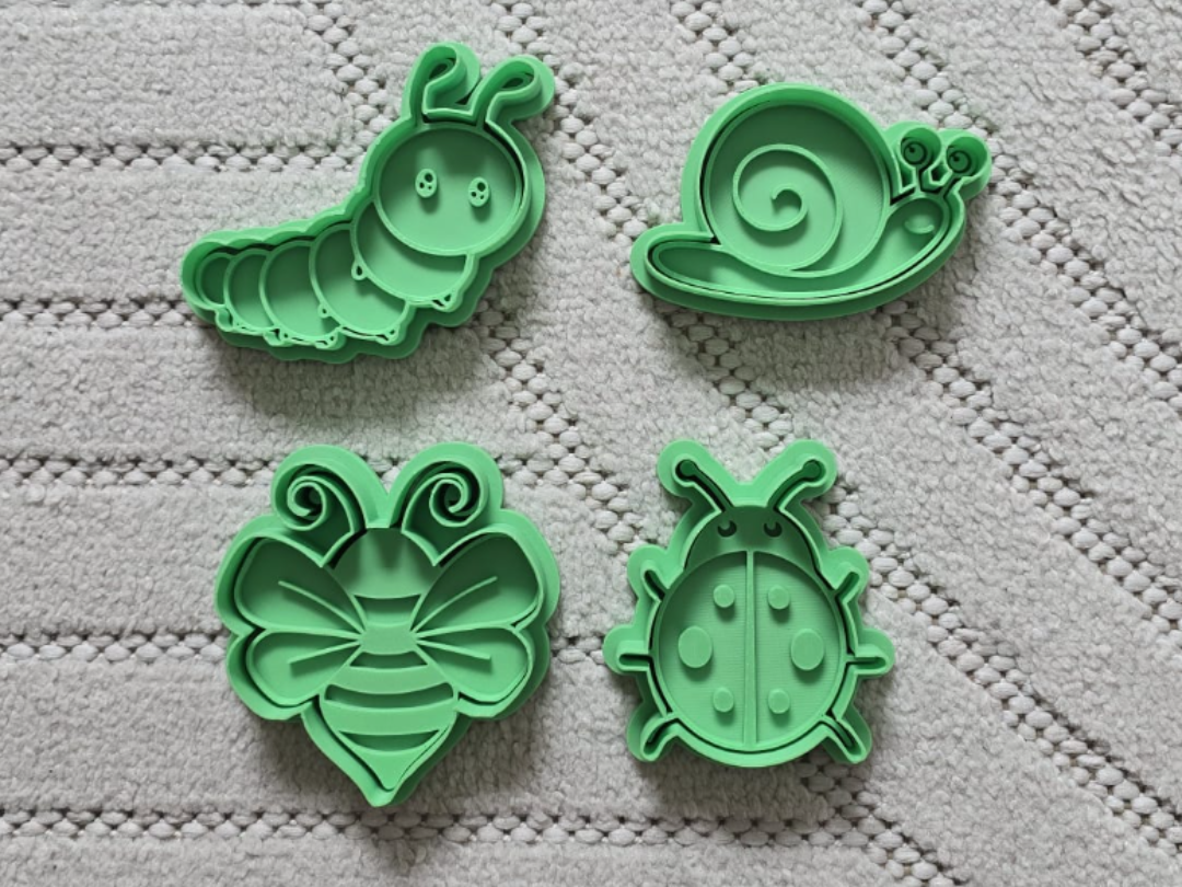Cute Bug Insect Cookie Cutter Stamp Playdoh Set