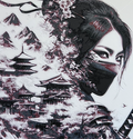 Samurai girl 3 landscape japan hueforge 200x200