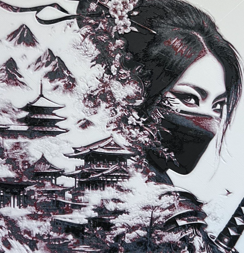 Samurai girl 3 landscape japan hueforge 200x200
