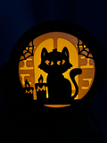 Halloween Tea Light Cat scene