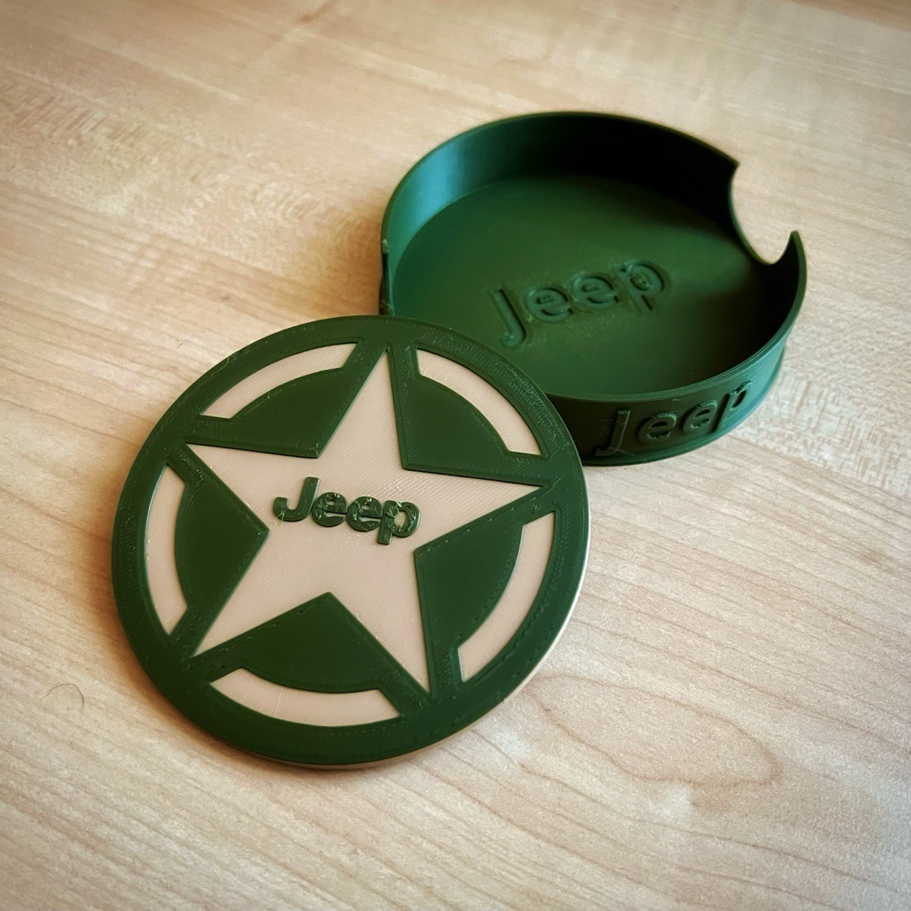 Jeep logo coaster holder