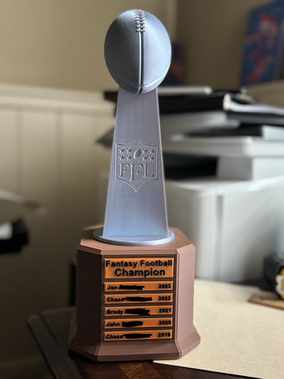 Fantasy Football Trophy w/ Magnetic Name Plates