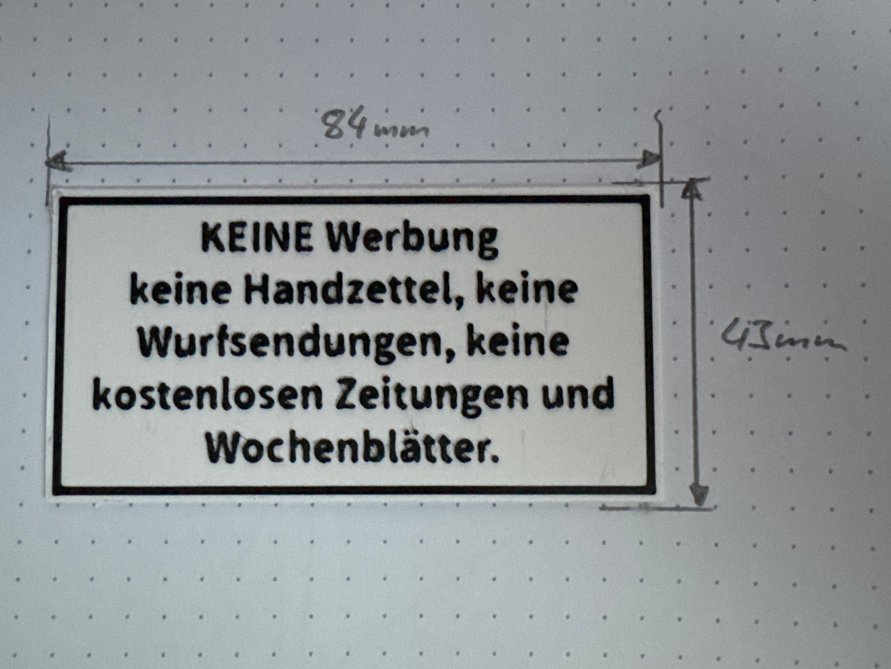 Briefkastenschild - Keine Werbung