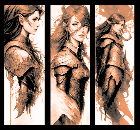 High Elves readying for war - Lady Elves wearing their armor and flowing hair - Set of 3 Bookmarks