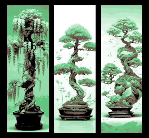 Set of 3 bookmarks - Different bonsai for different people - three different designs of nature