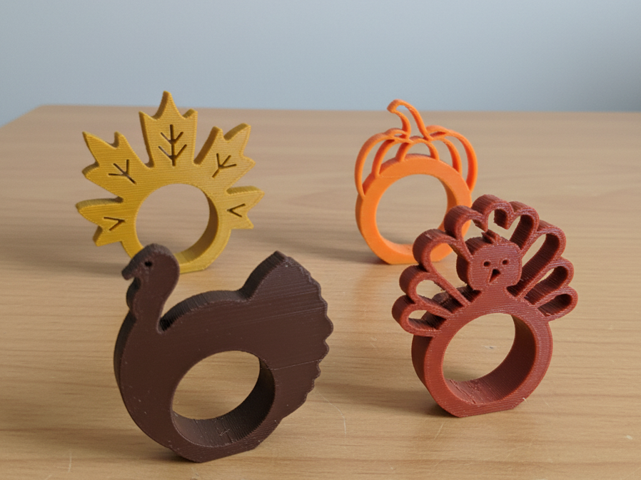 Thanksgiving Napkin Rings: Pumpkin, leaf, Turkeys