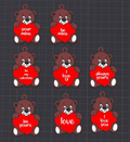 heartshape bear with 8 text variation valentines day keychain/necklace charm free for commercial use