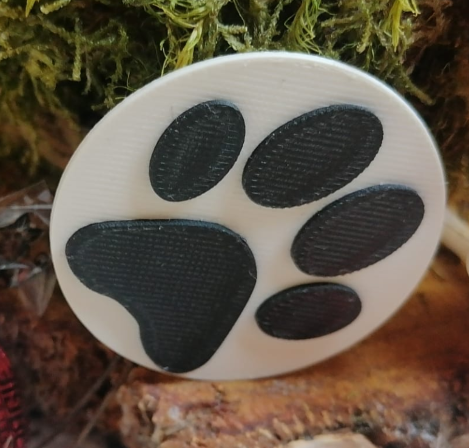 Black and White Dog Paw Decorative Coin