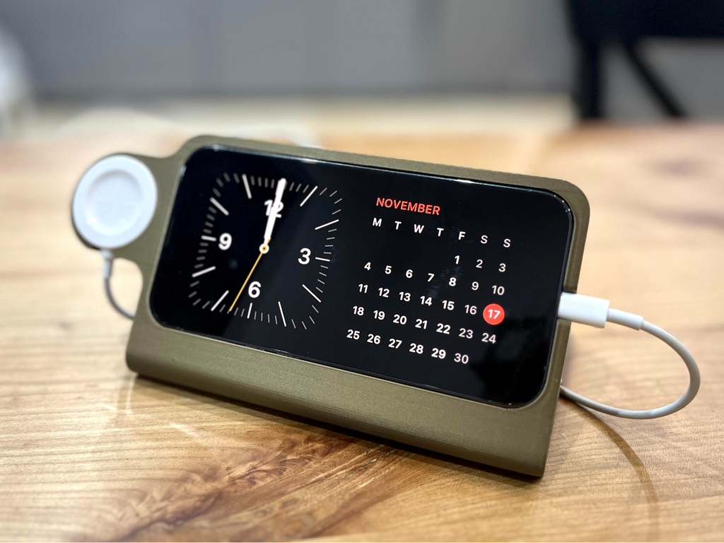 iPhone dock with Huawei GT 4 watch charger