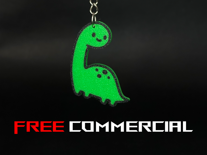 Smiling dinosaur green keychain + ams