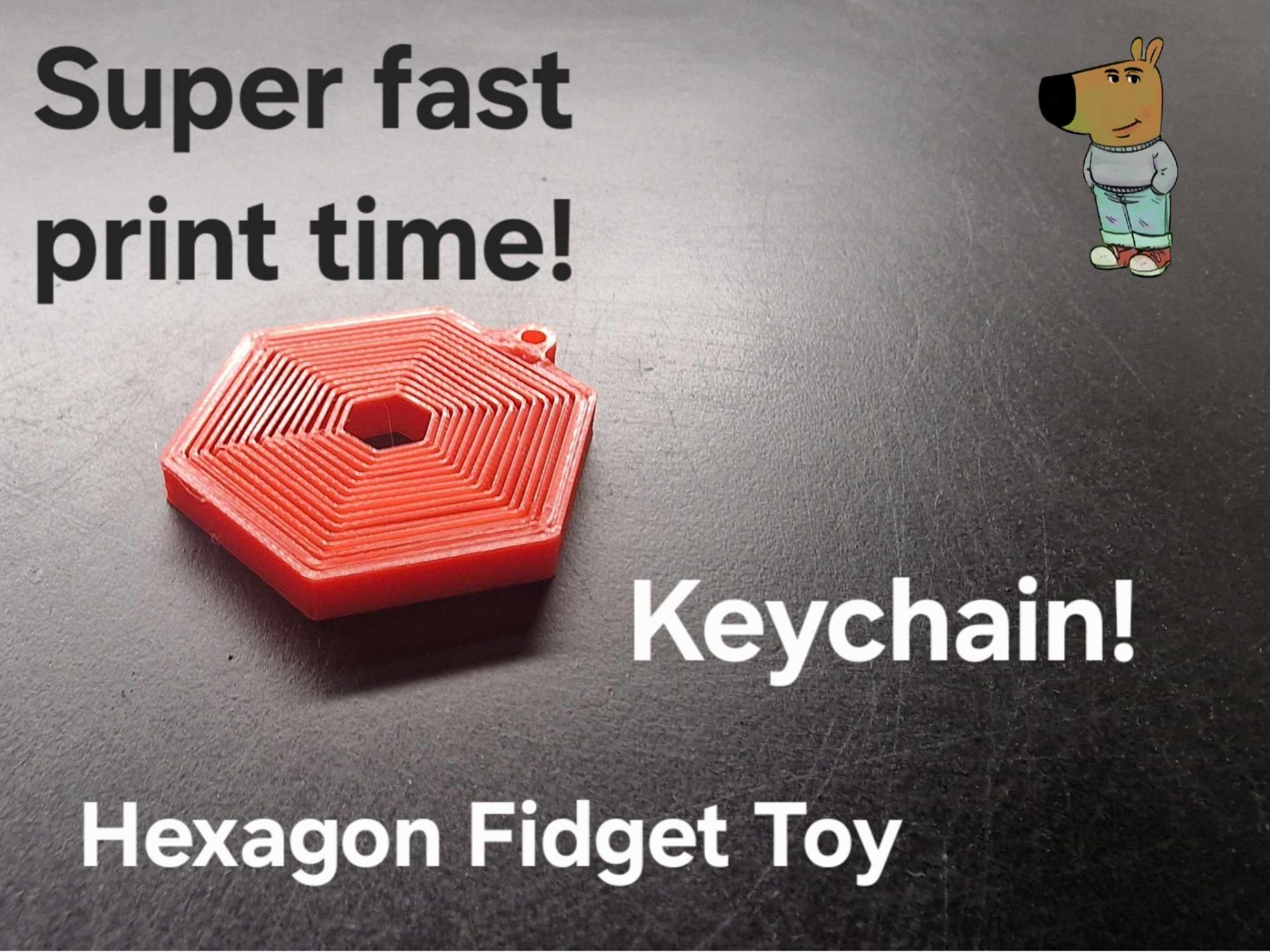 Hexagon Fidget Toy Keychain - Print in Place