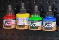 Pegboard paint rack for Daler and Rowney paints.