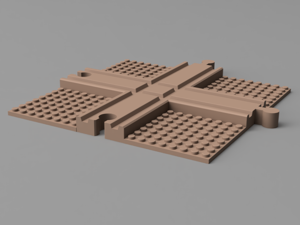 Crossing Rails with LegoBricks plate (wooden rail)