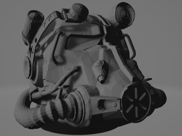 low polly power armor helmet