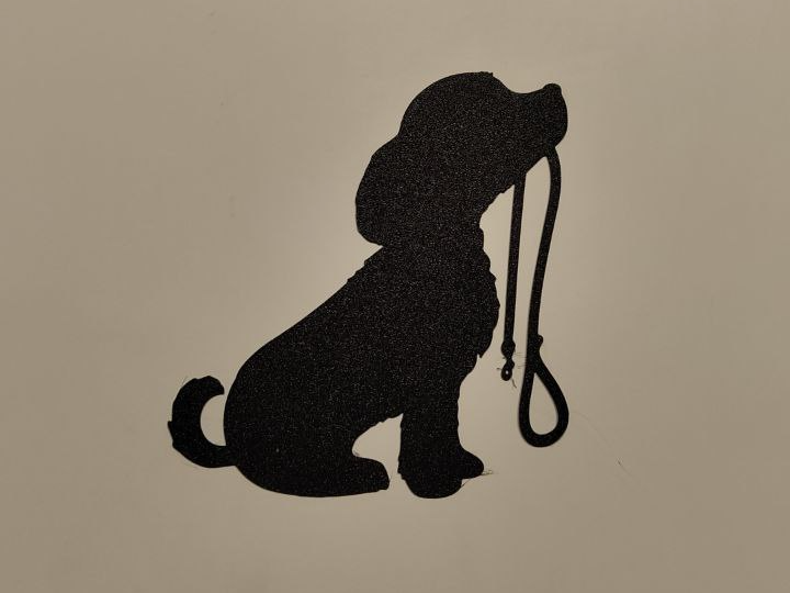 dog with its leash wall art