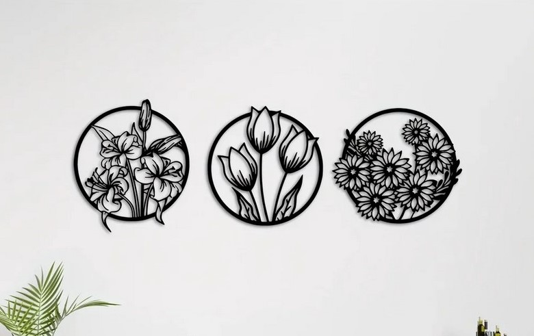 Wall art flower in circle decoration