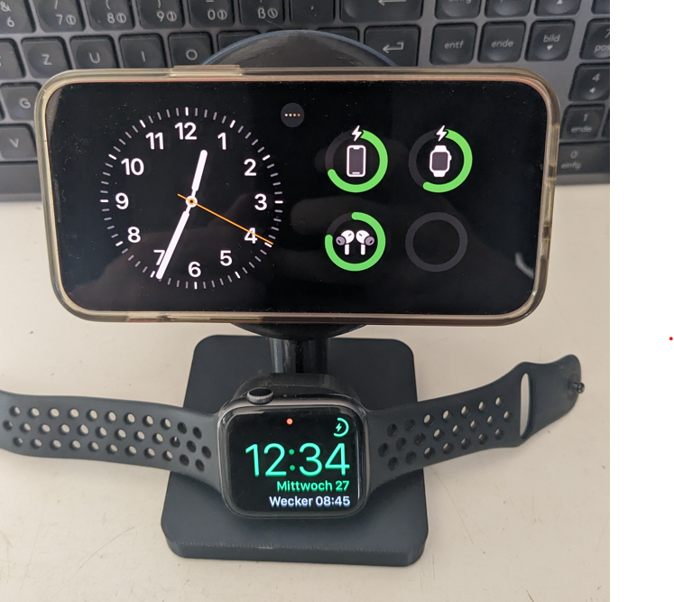 Magsafe iPhone and Apple Watch Stand, angled 30°