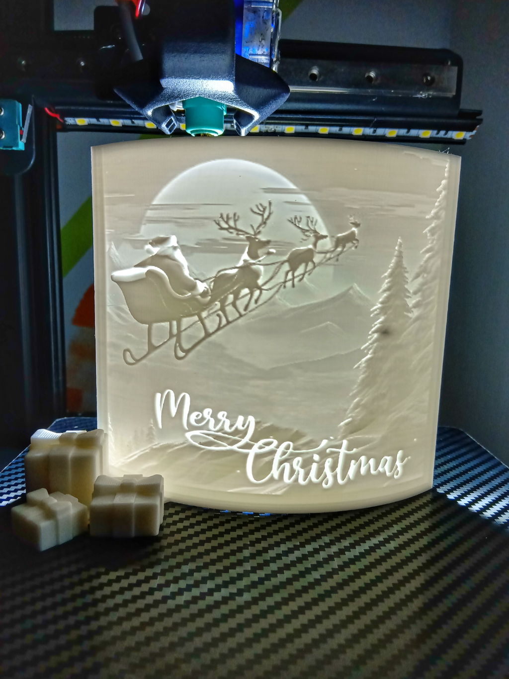 Lithophane Merry Christmas - greeting card