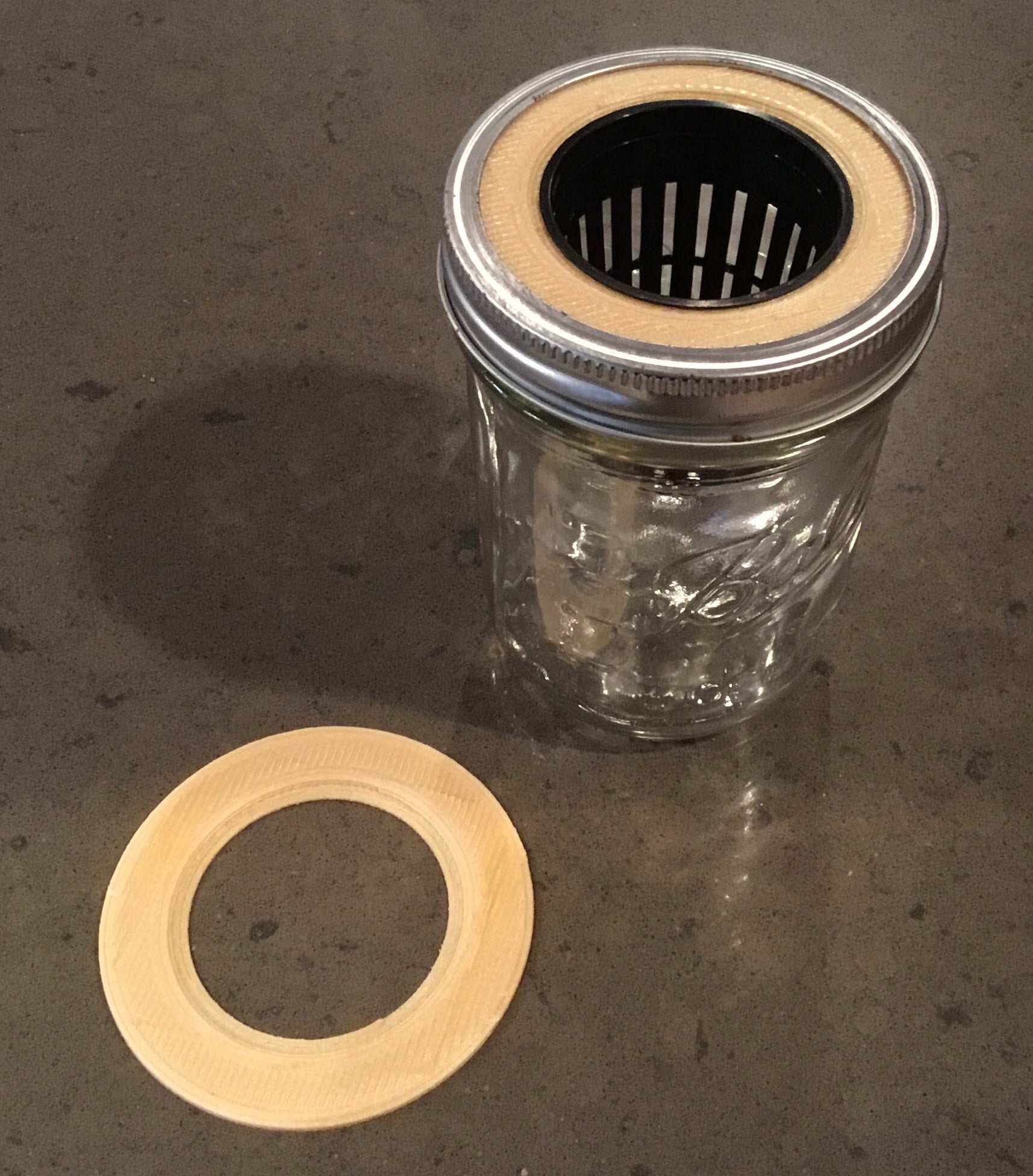 Wide mason jar Kratky Lid 2” net cup