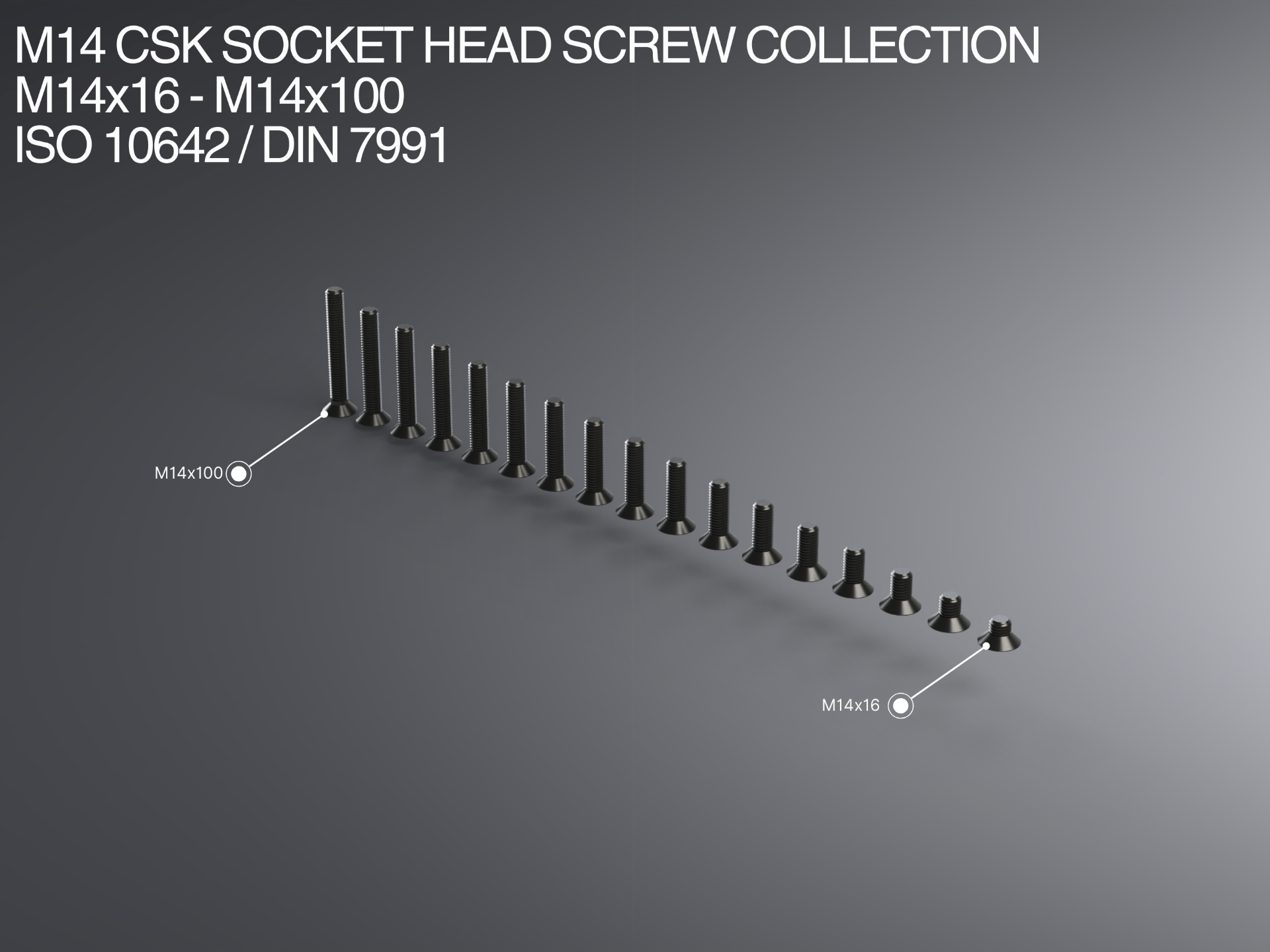M14 CSK Socket Head Screw Collection M14x16-x100