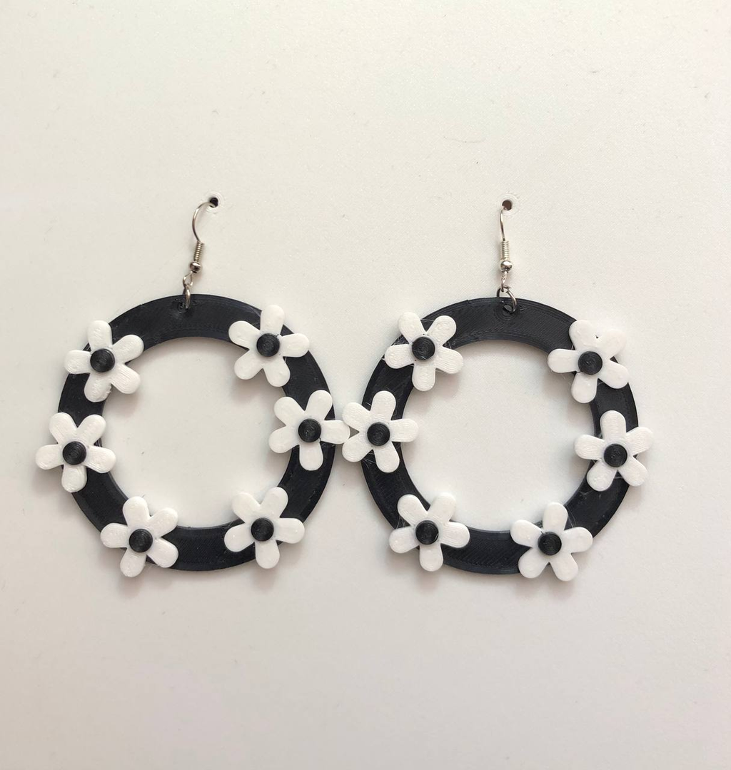 Earring flower split part pendientes flores
