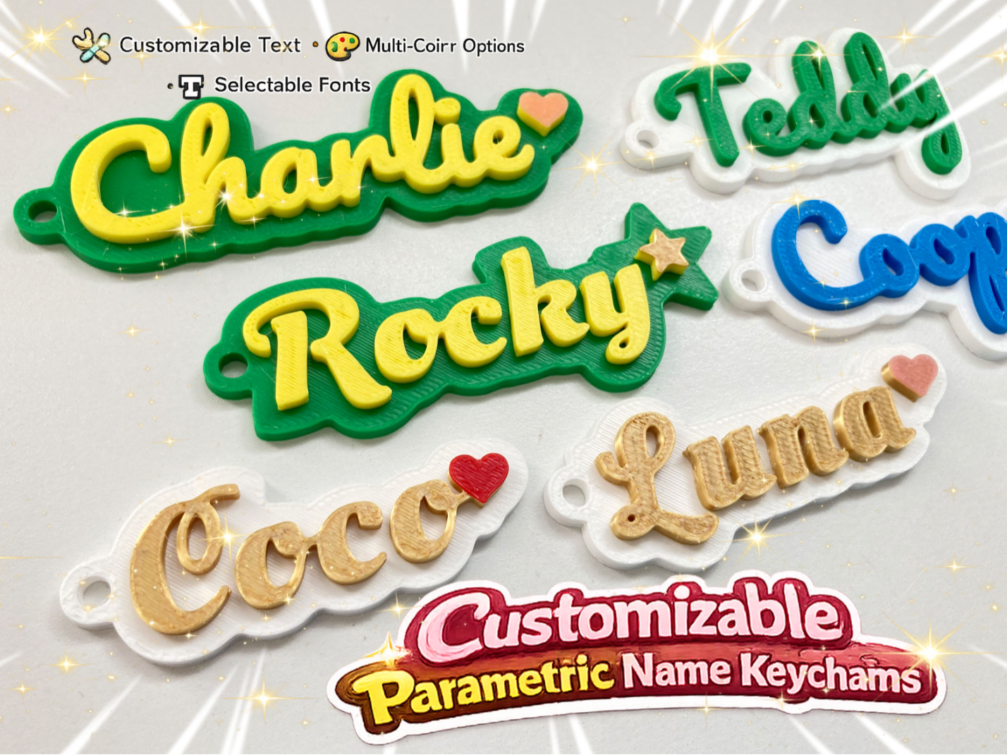 Customizable Parametric Name Keychain_吉田工房