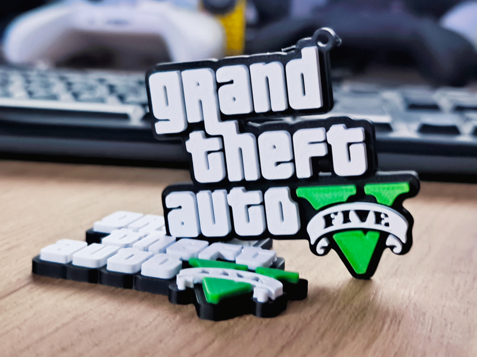 GTA logo keychain, fridge magnet, badge
