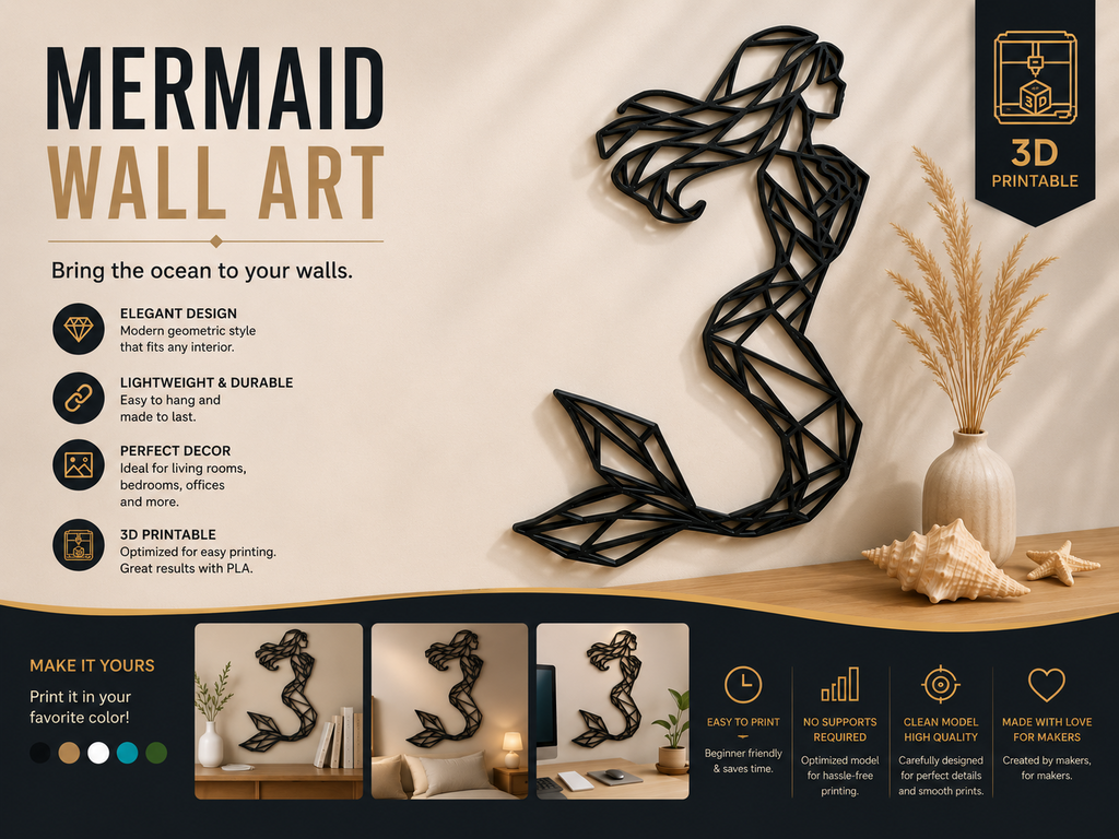 Mermaid Wall Art – 3D Printable Decor