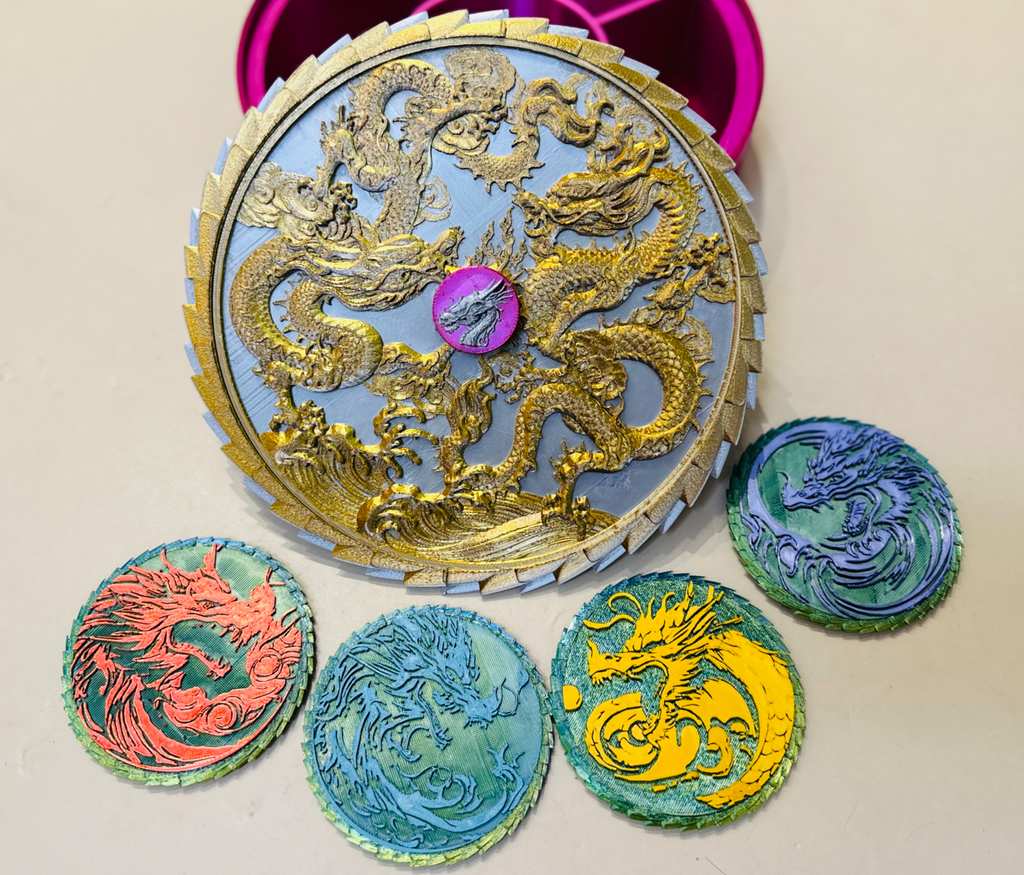 Dragon Sculpture Box (全盒) with storage for Elemental Dragon Coaster set
